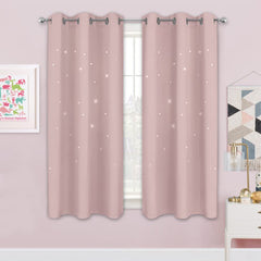 NICETOWN Twinkle star-cutouts pink curtains filtering soft light for nursery ambiance