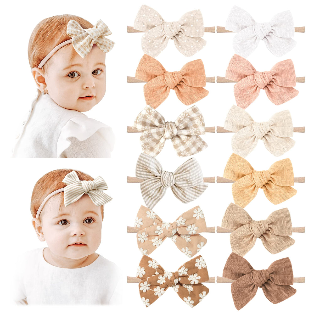 Niceye baby bows headbands stretchy nylon provide comfortable all-day wear for newborns and toddlers.