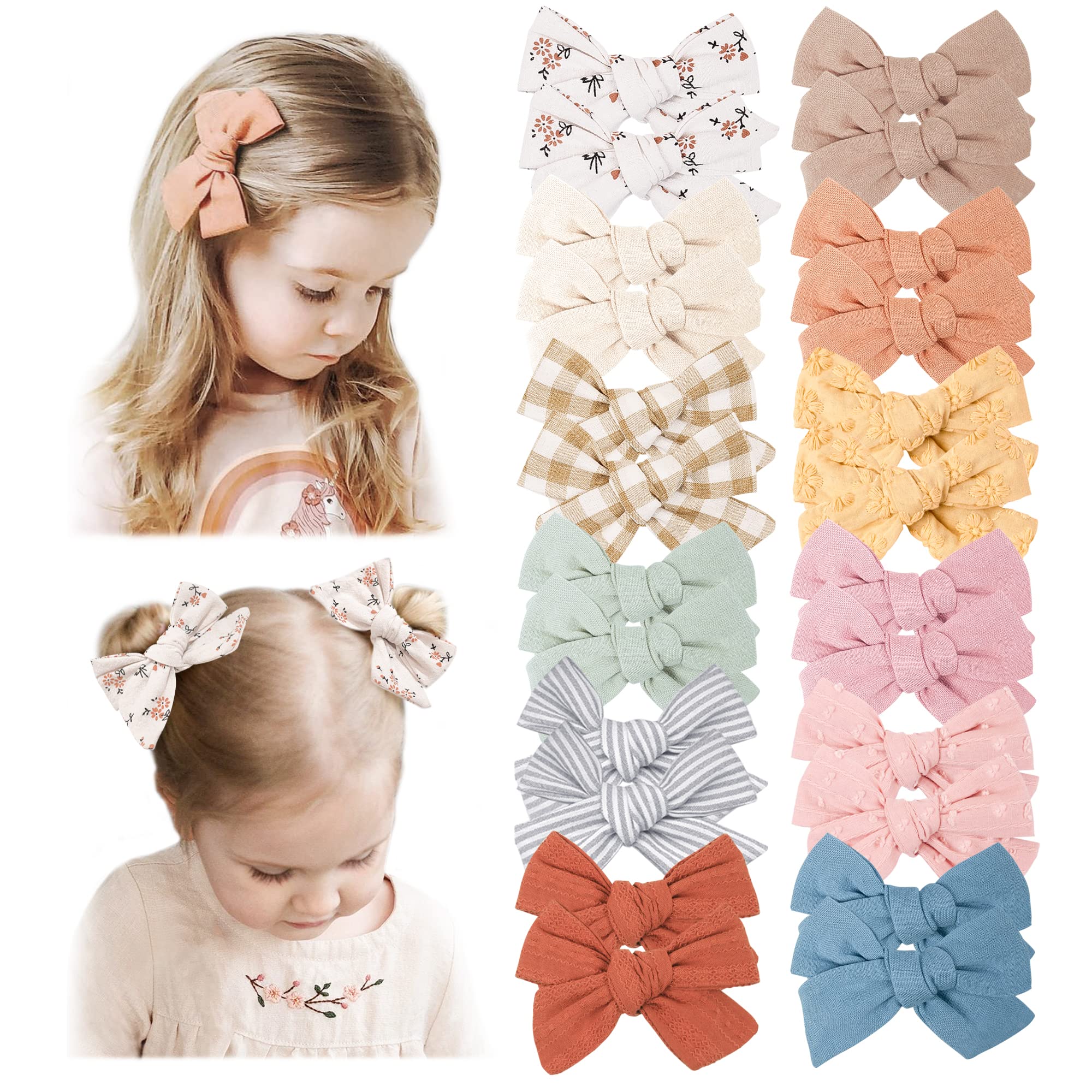 Niceye 24-pack baby girl hair clips front view showing colorful bows for daily outfits
