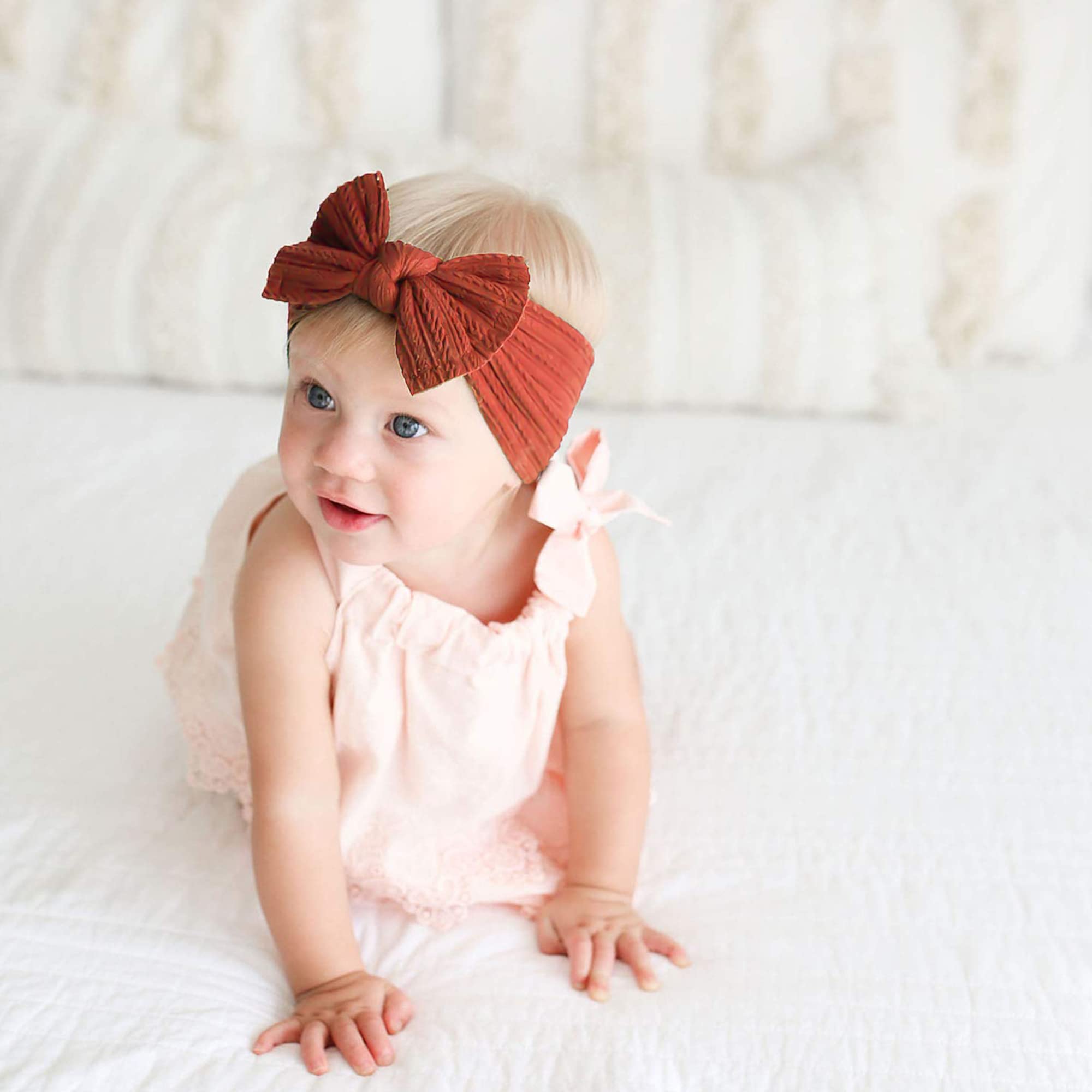 Niceye baby girls headband with turquoise bow, bright outfit detail for outdoor events