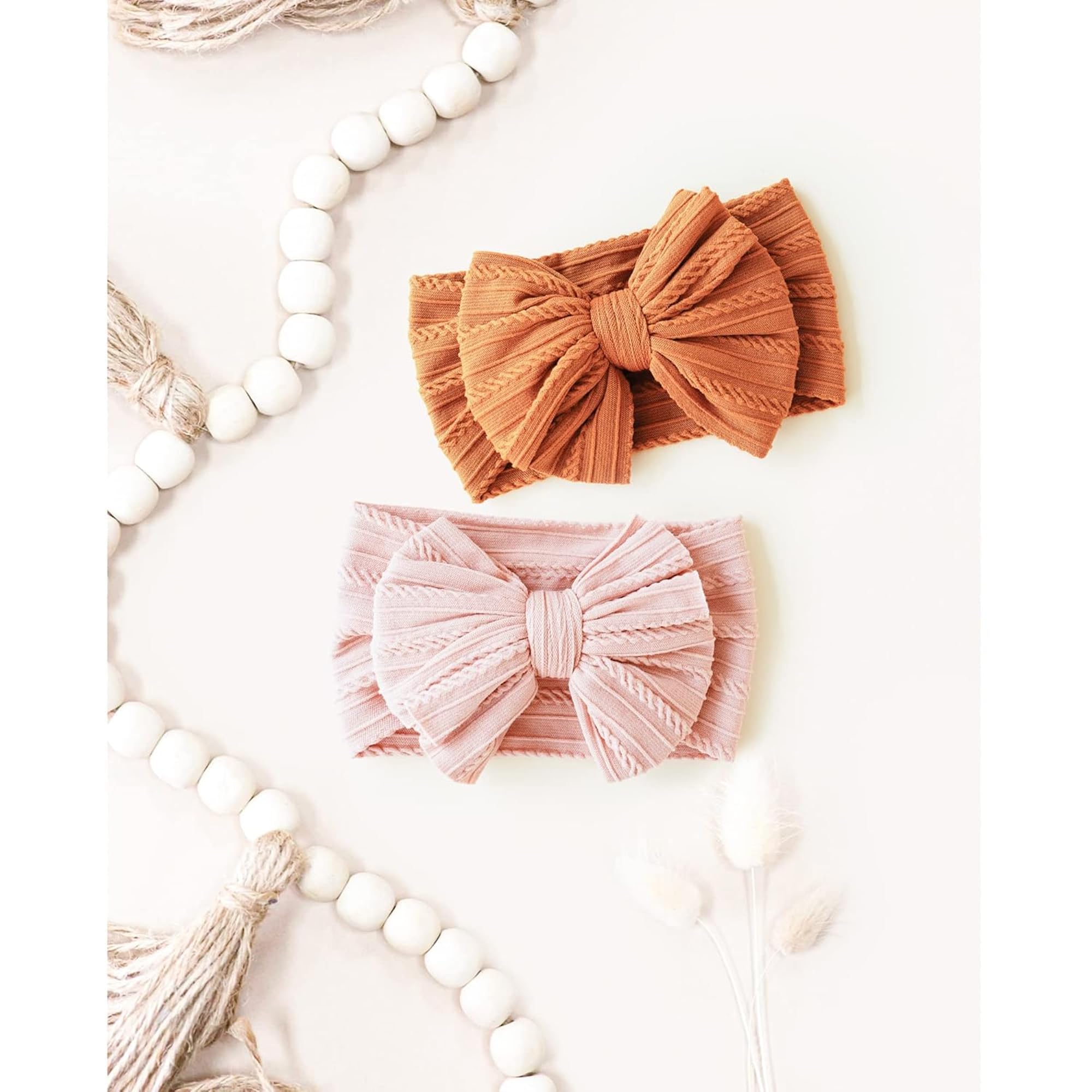 Niceye baby headband bow apricot pairs with warm seasonal looks.