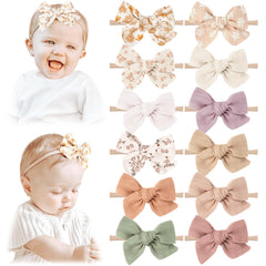 Niceye baby headbands embroidery bows featuring soft nylon band for gentle daily wear.