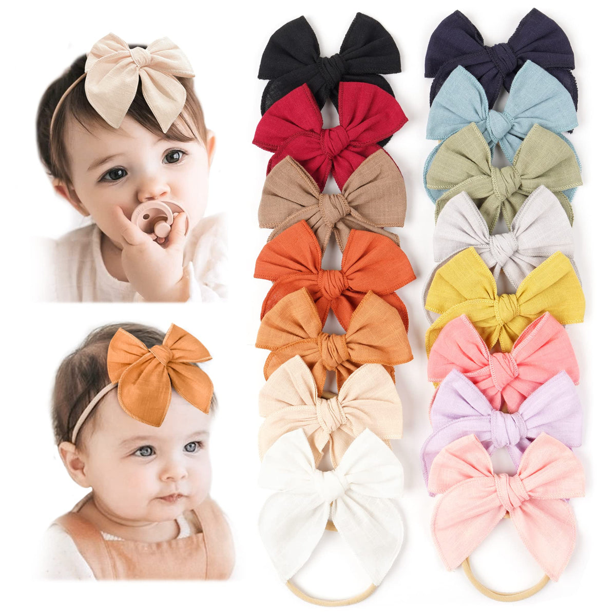 Niceye embroidery bow headband for baby girls, chic photo-ready style.