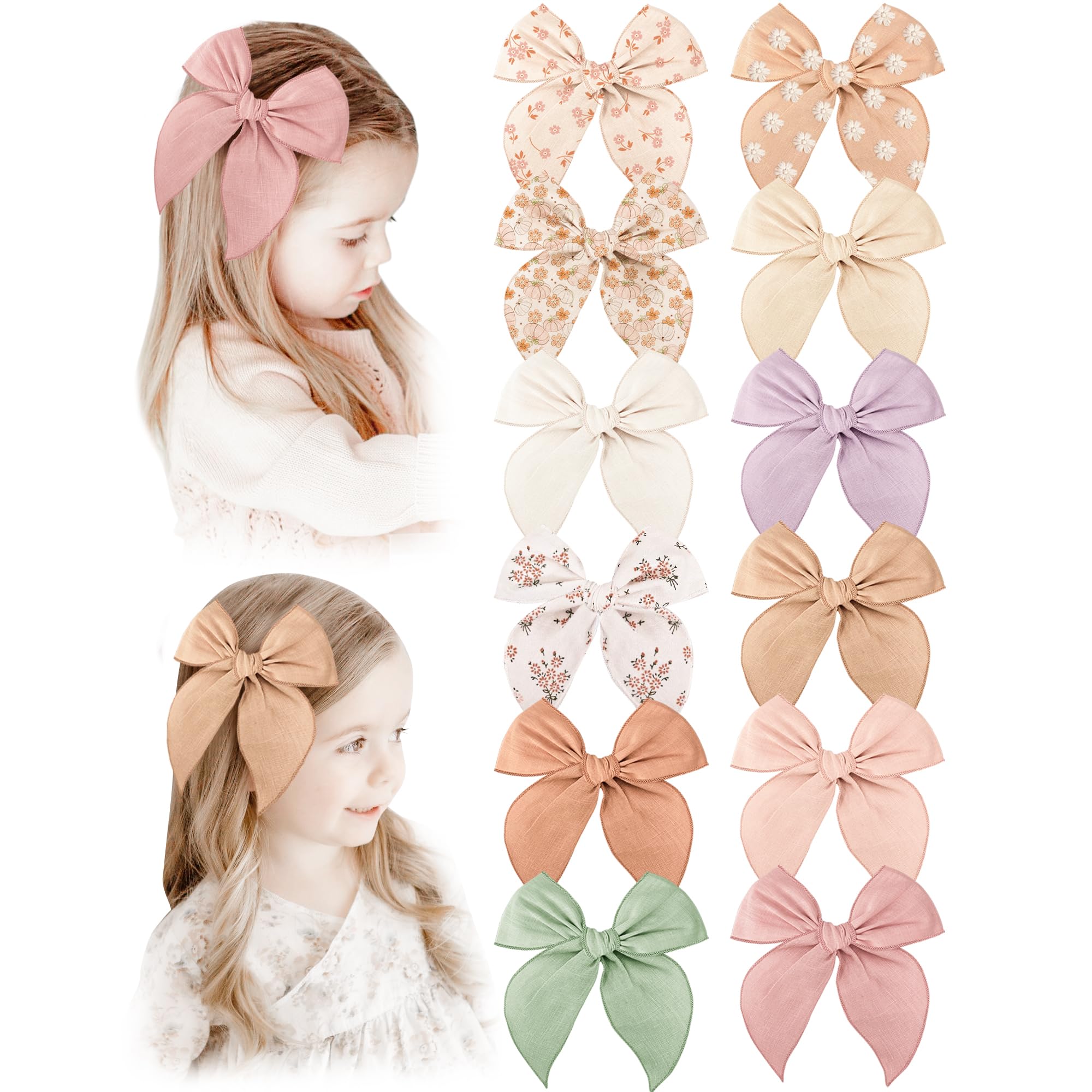 Niceye Fable girls hair bows closeup on cotton-linen fabric for gentle comfort.