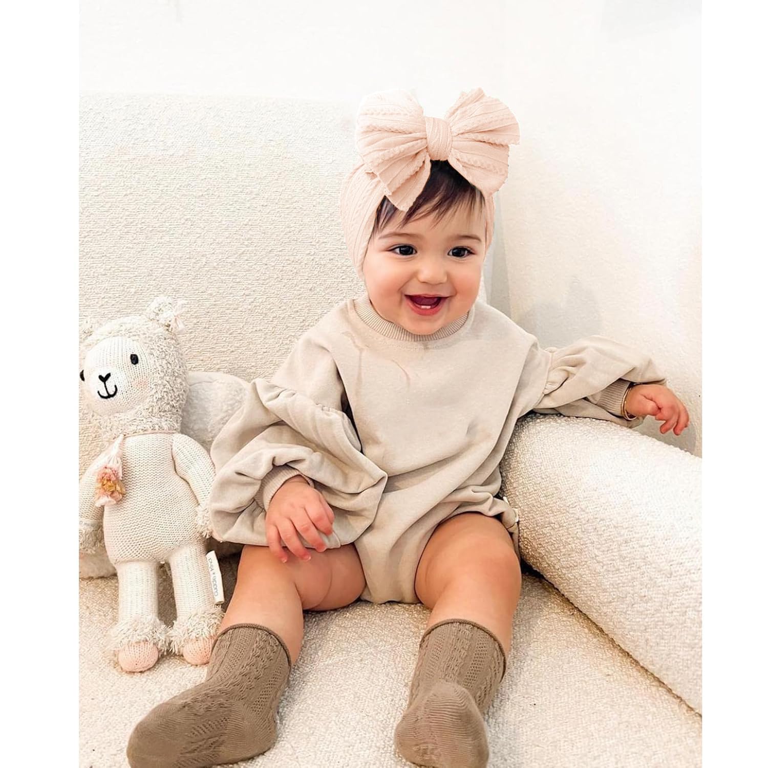Niceye apricot headbands provide playful color pops for photos