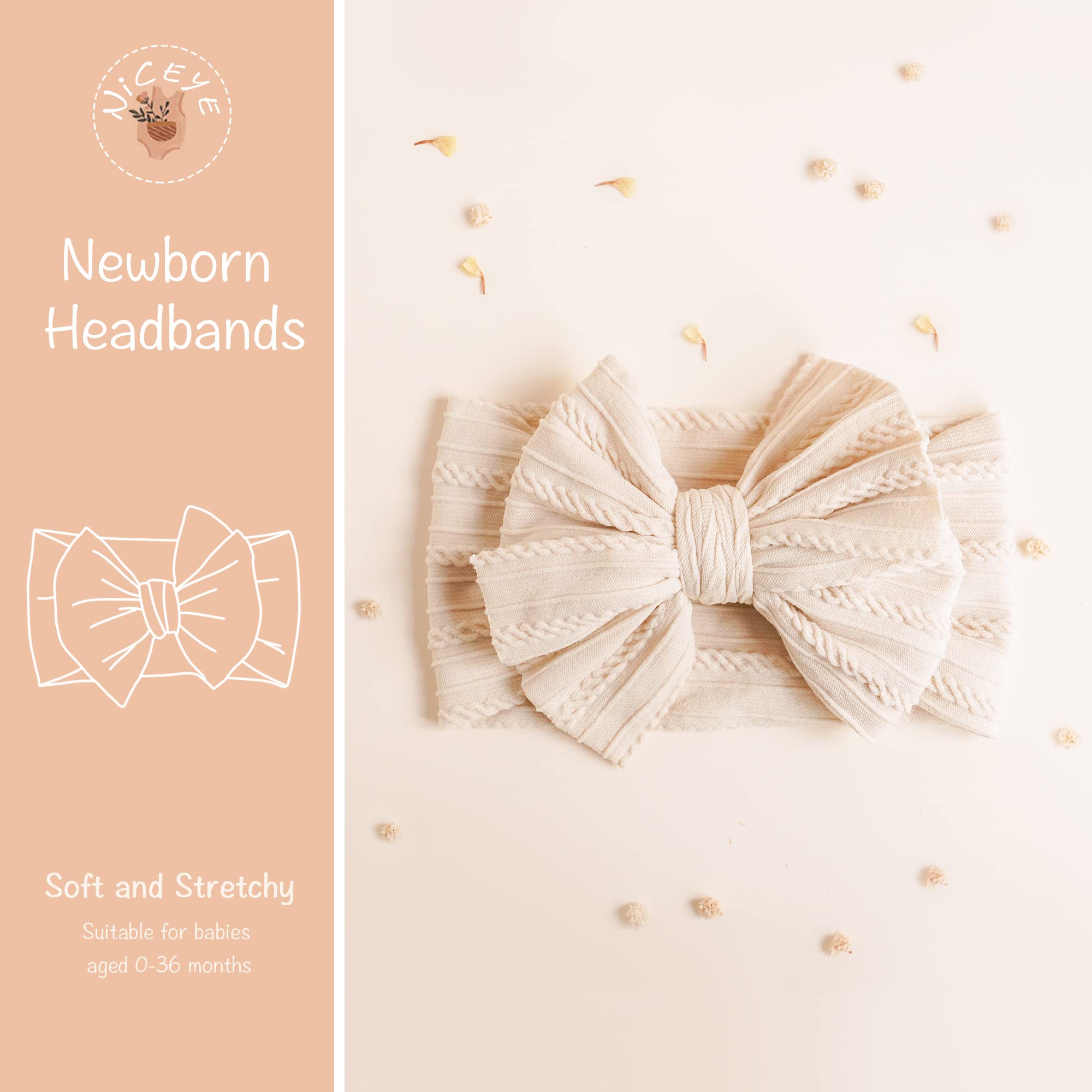 Niceye newborn headband nylon with cable knit texture that stays in place.