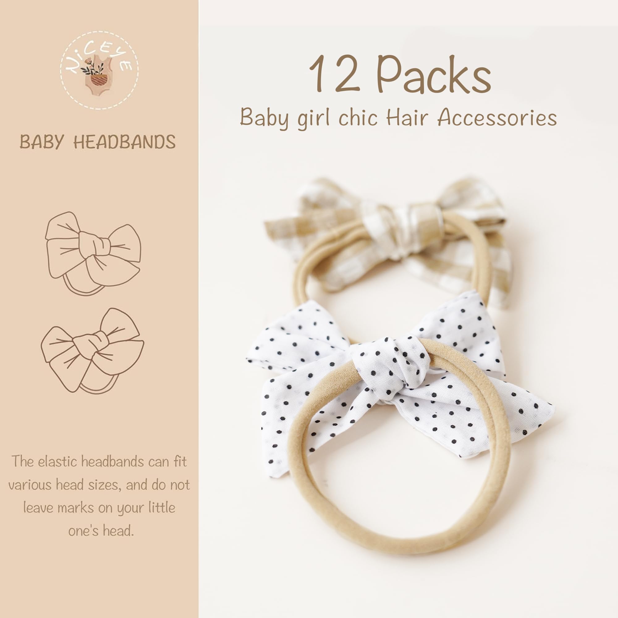 Niceye stretchy nylon headbands feature soft fabric for comfortable all-day wear.