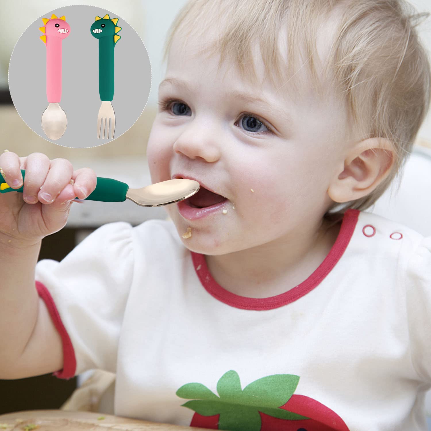 NICINGU silicone handle close-up on spoon highlighting comfortable grip and safe material