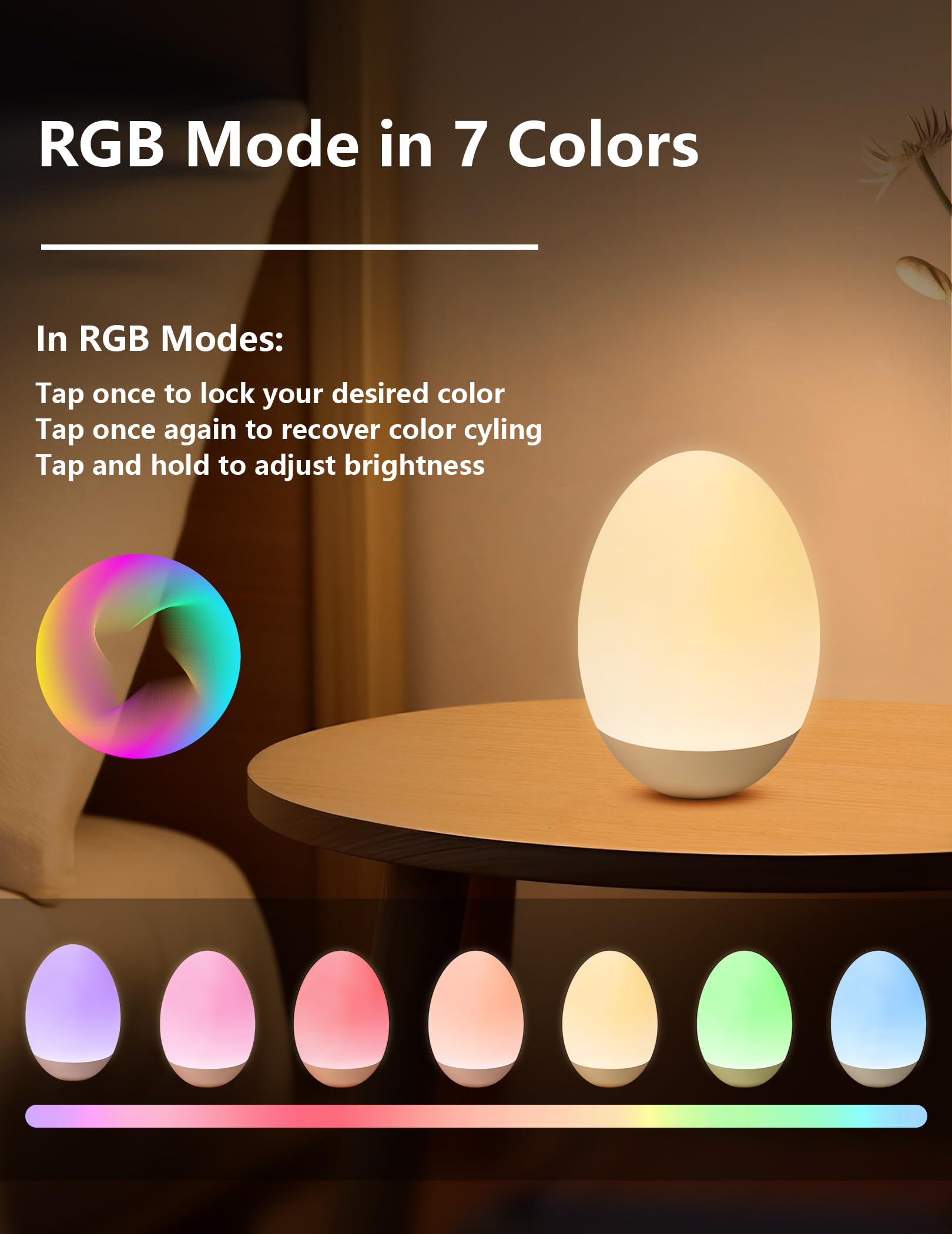 NICKLUC Egg Night Light charging dock, rechargeable and portable.