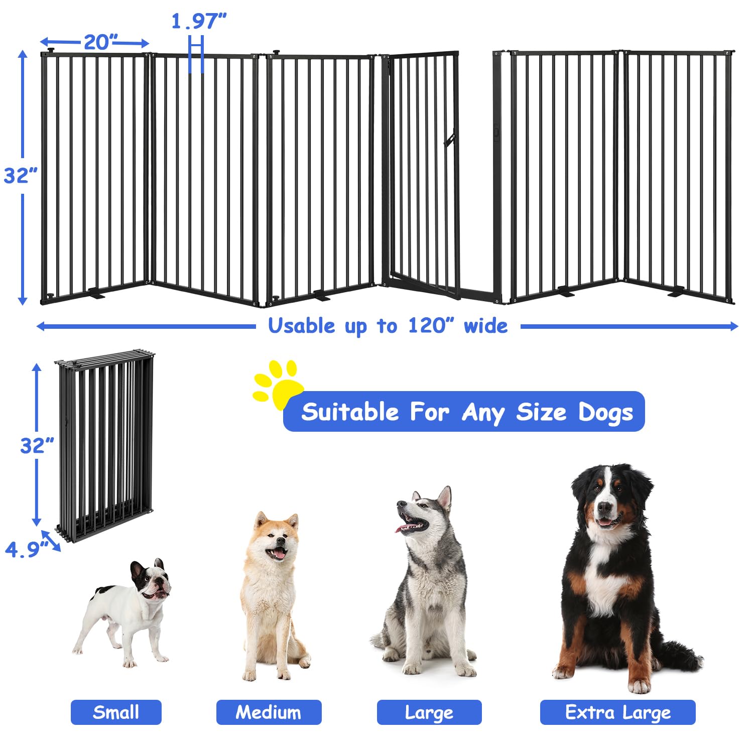 Free-standing Nidouillet gate in doorway with no mounting required.