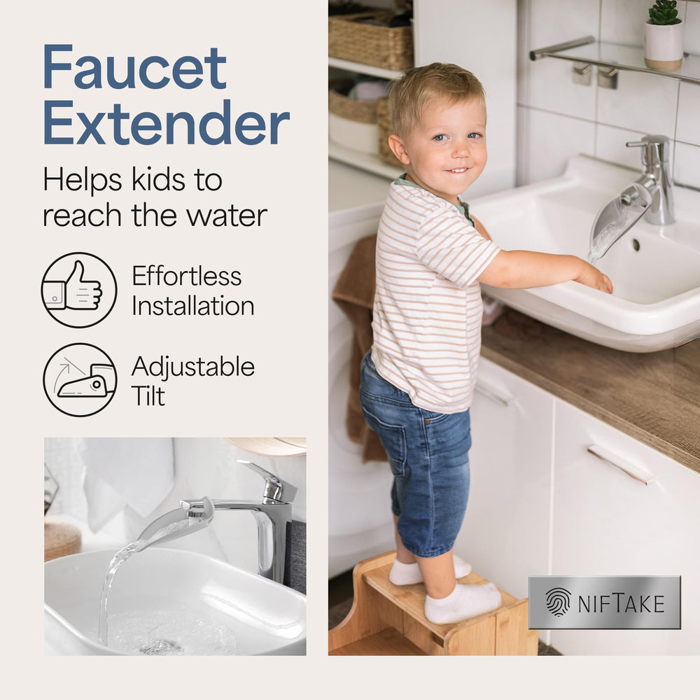 NIFTAKE small step stool shown with non-slip pads ensuring stability on slippery floors