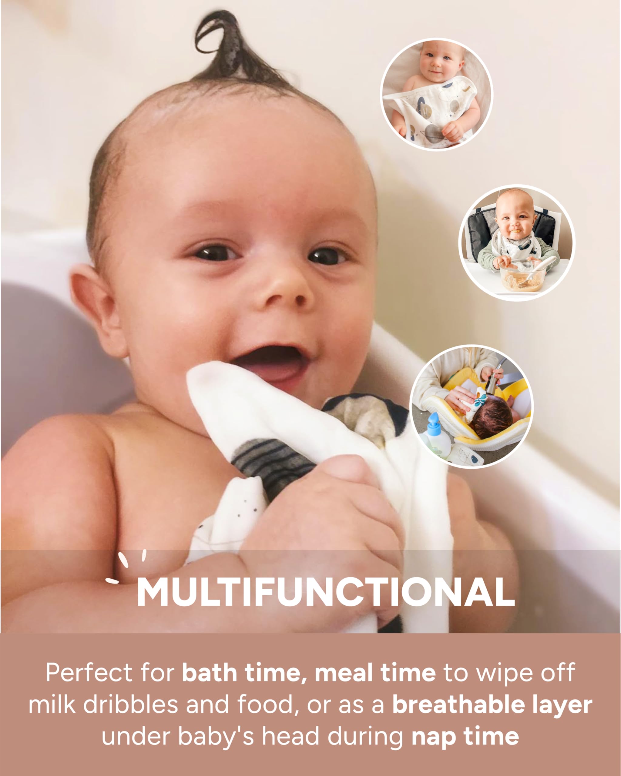 Nightingale washcloths in hand for quick cleanup after spit-up or spills
