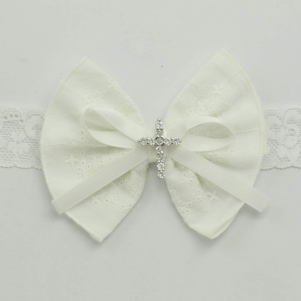 Nihao Baby cross-detail headband ideal for christening moments and family photos.
