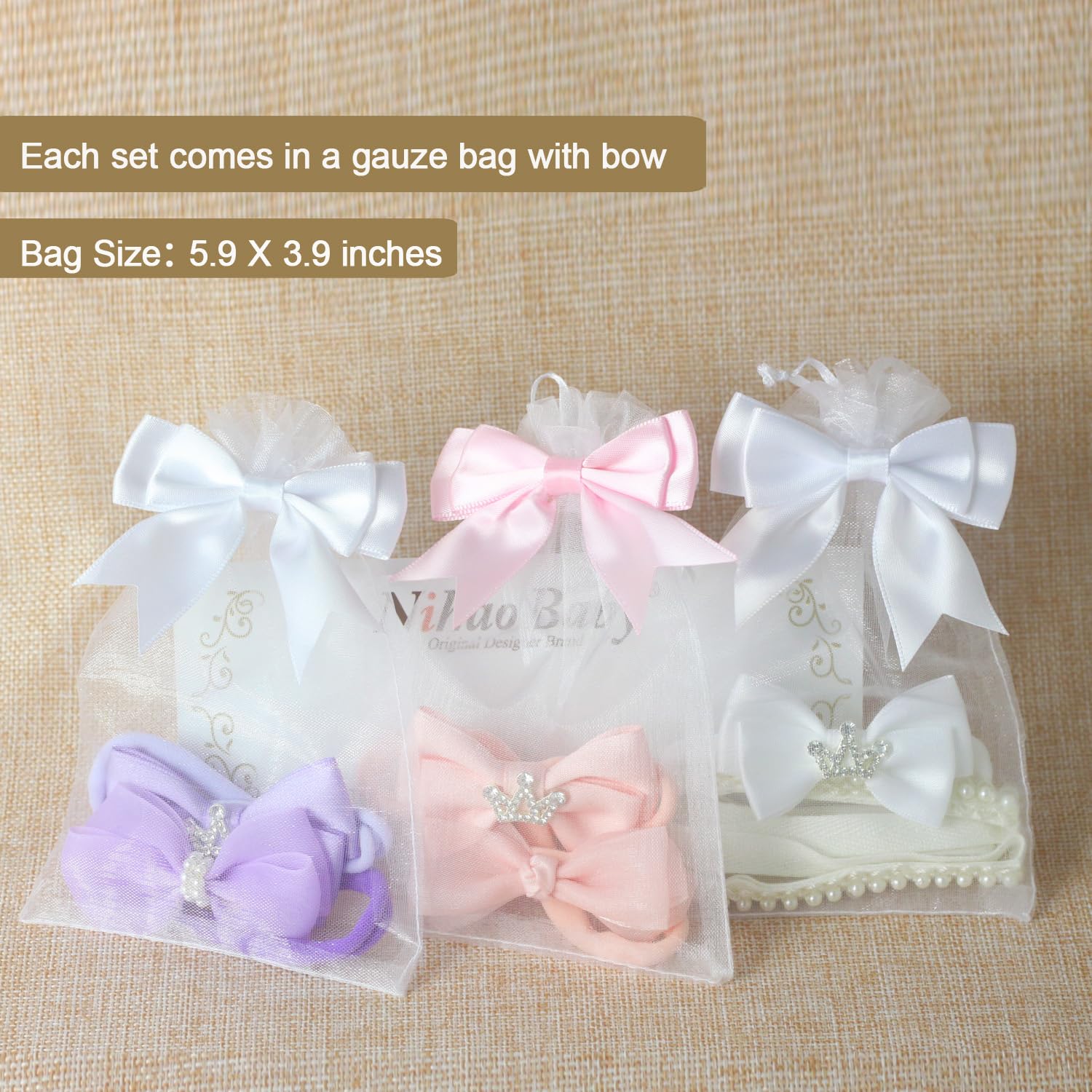 Nihao Baby headband 6-7cm bows ideal for dainty hairstyles and photos