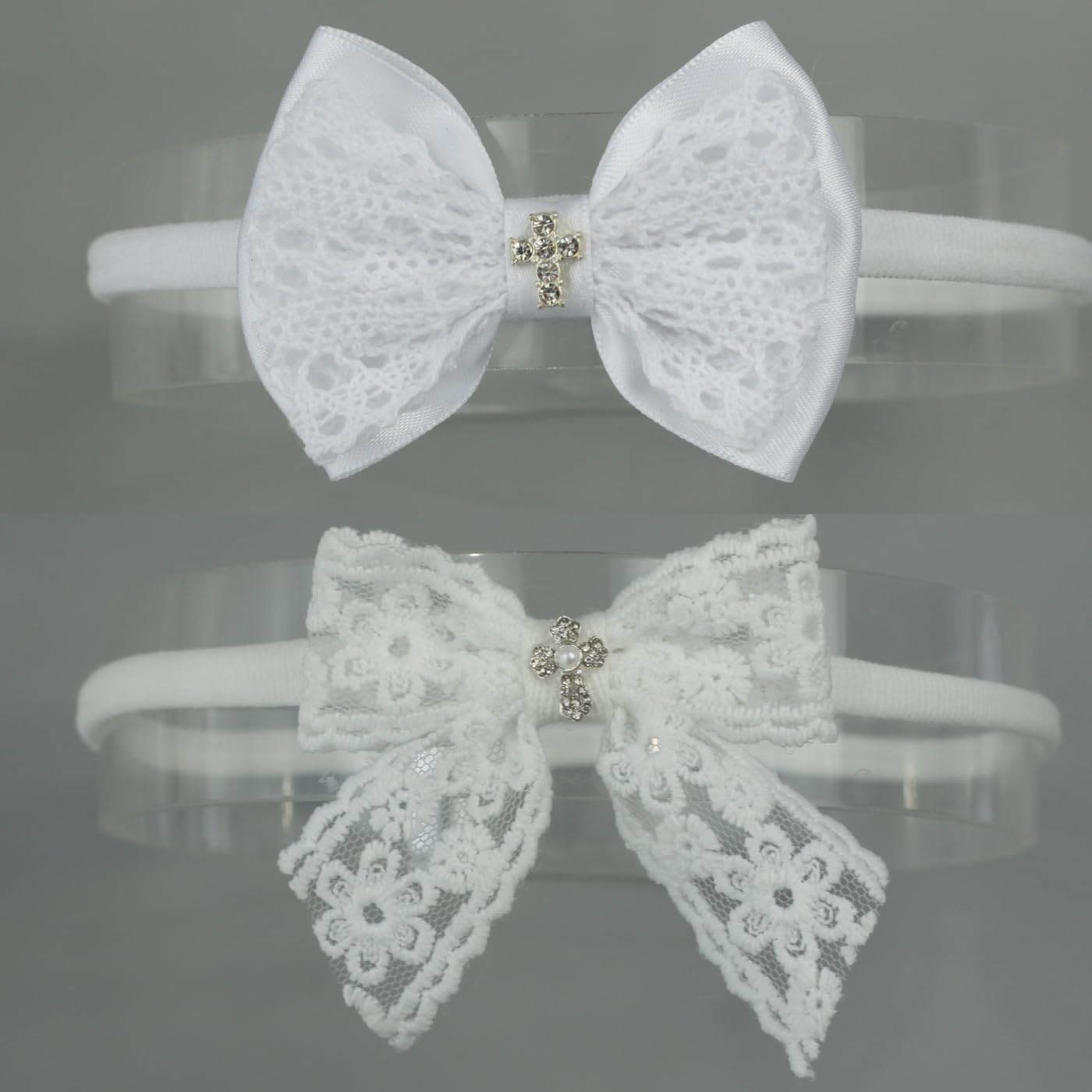 Nihao Baby Off White Lace Bow Headband large bow detail for special occasions