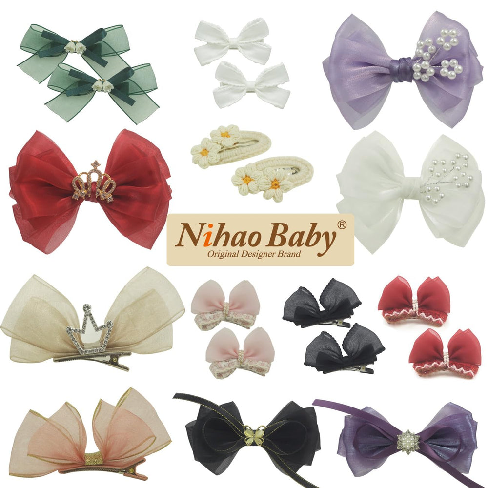 Nihao Baby Pearl Light Green Bow hair clip child playing outdoors, ready for everyday adventures