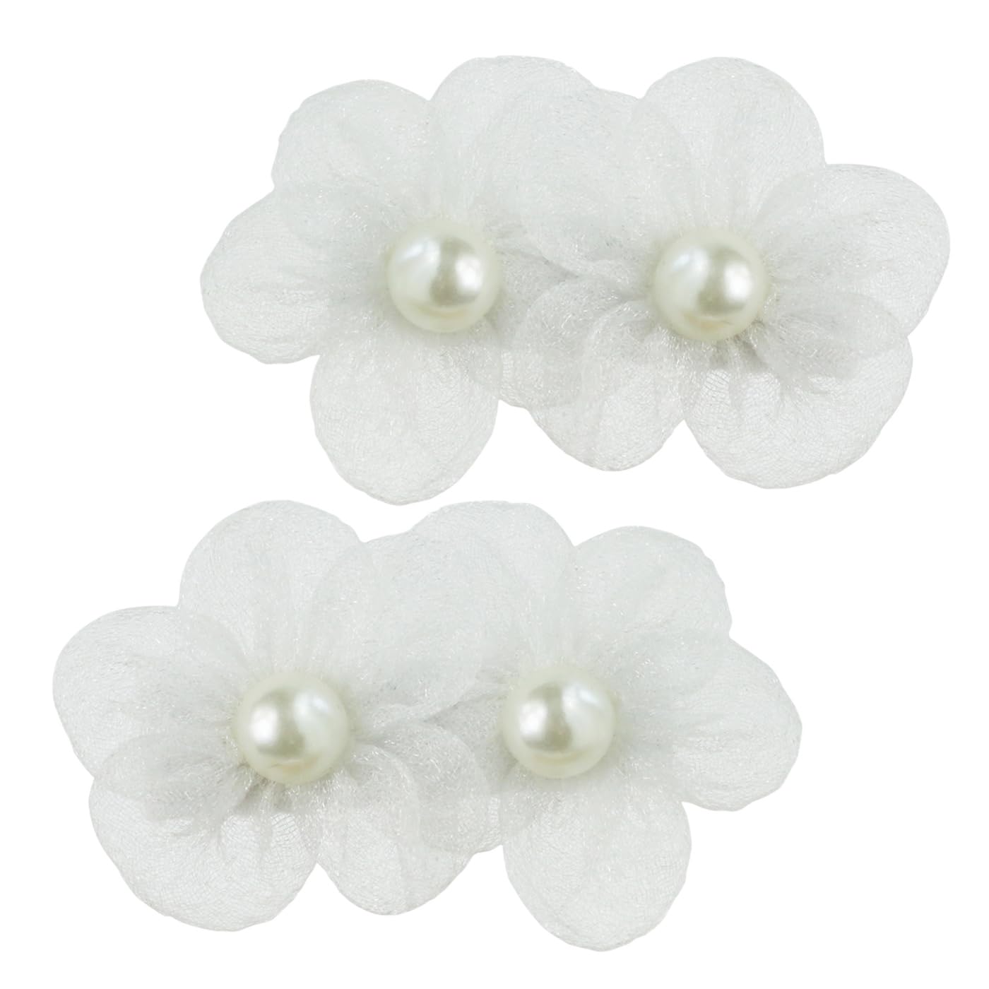 Nihao Baby white flower hair clip closeup for christening outfits