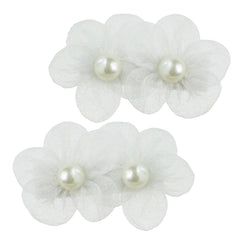 Nihao Baby white flower hair clip closeup for christening outfits