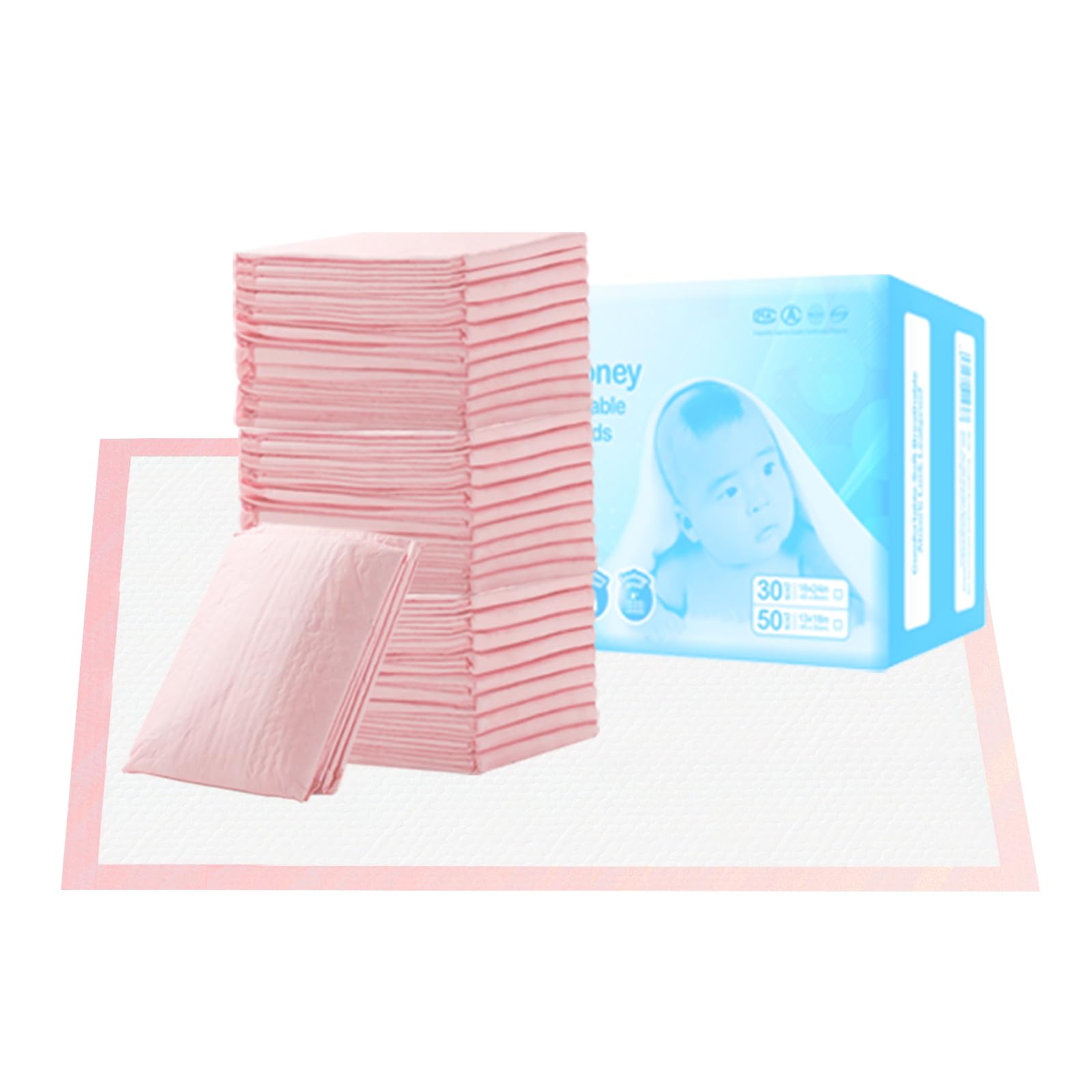 Nihao Honey disposable changing pad pink 18x24 laid flat showing moisture protection