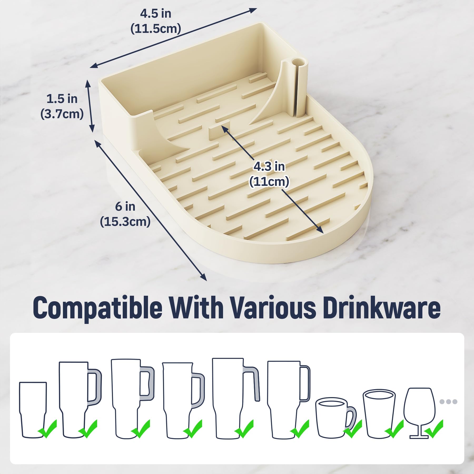 NiHome drying rack fits mugs and wine glasses for clutter-free drying