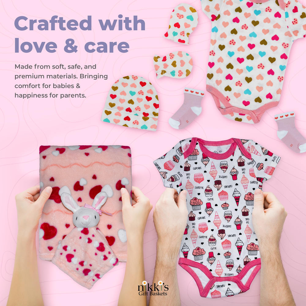 Nikki's Gift Baskets receiving blanket pink, soft warmth for baby care