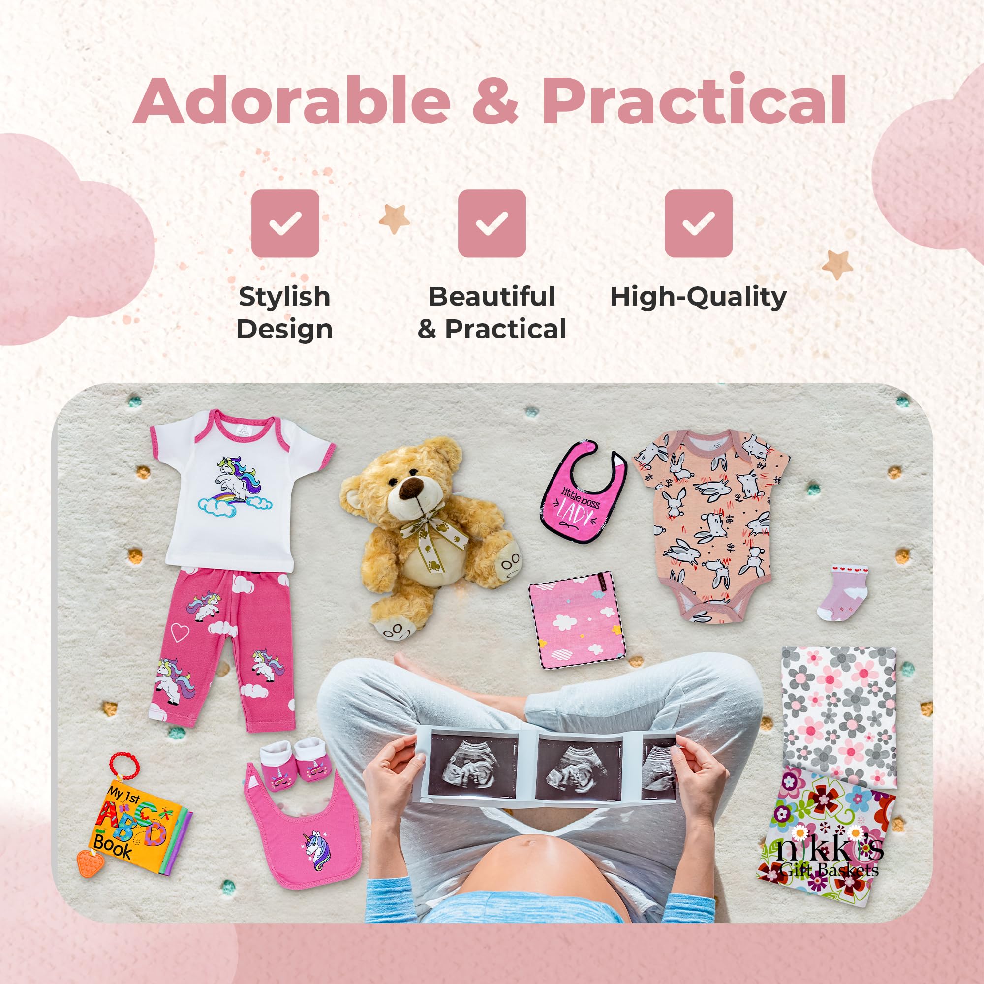 Nikki's Gift Baskets receiving blankets provide cozy warmth and easy swaddling options.
