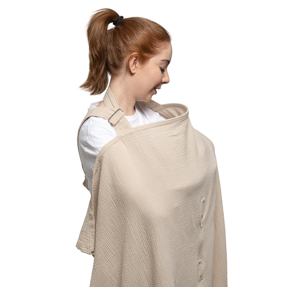 Nilsa 5-in-1 nursing cover unfolded showing generous 37x47-inch privacy coverage.