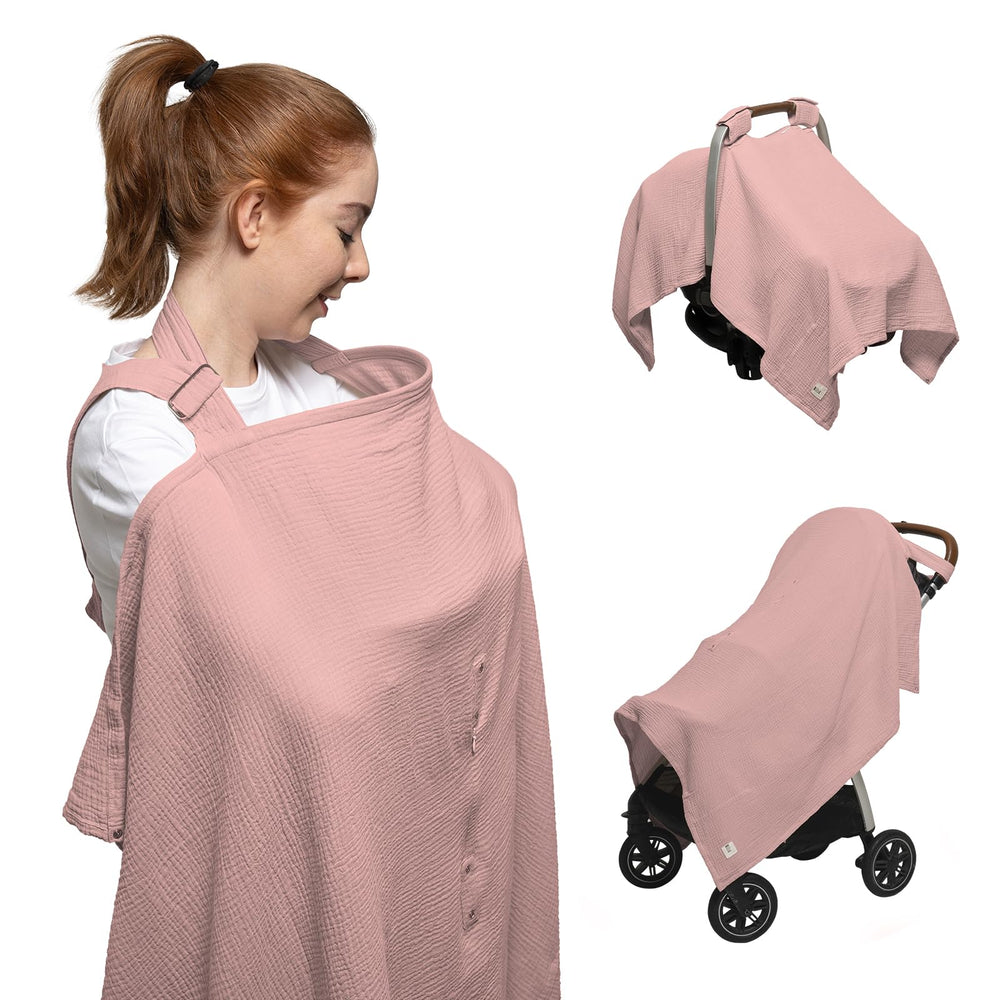 Nilsa 5-in-1 nursing cover blush front view offers versatile privacy in public spaces