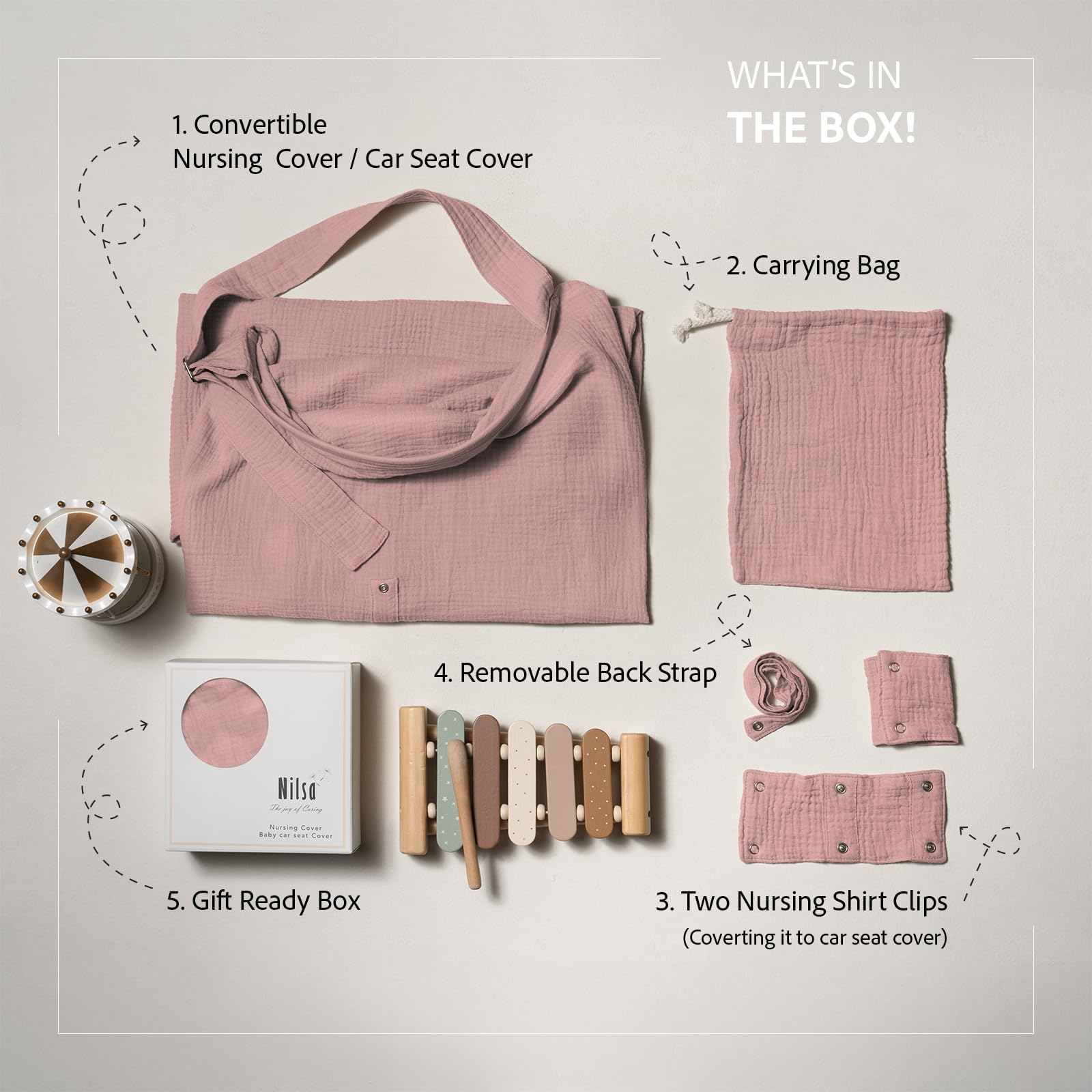 Nilsa nursing cover muslin fabric close-up shows breathable soft cotton
