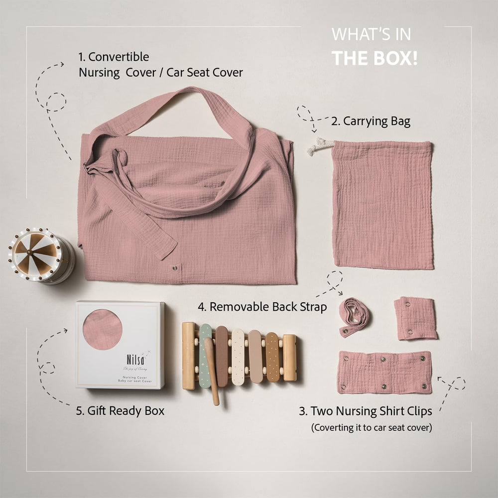 Nilsa nursing cover muslin fabric close-up shows breathable soft cotton