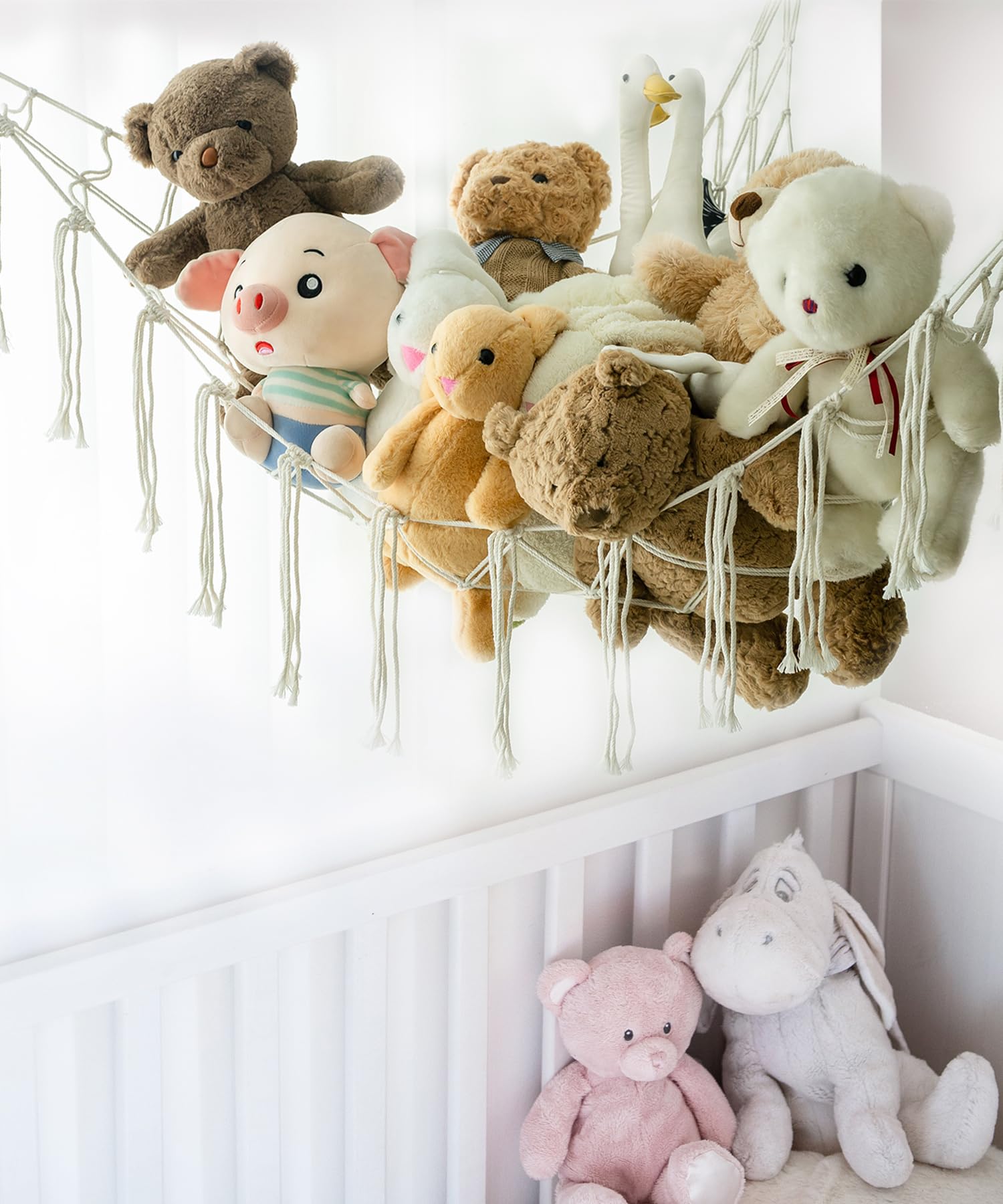NingHoms boho room decor hammock enhances nursery aesthetics with playful storage.