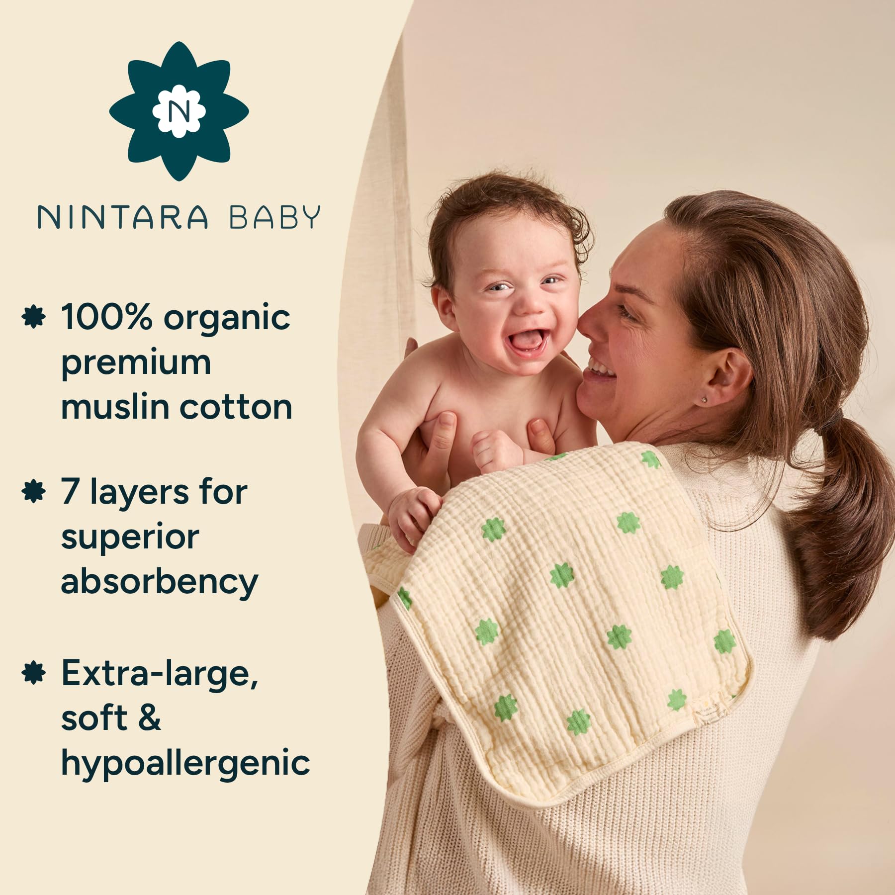 NINTARABABY burp cloths large 22x12 inches provide extra shoulder coverage