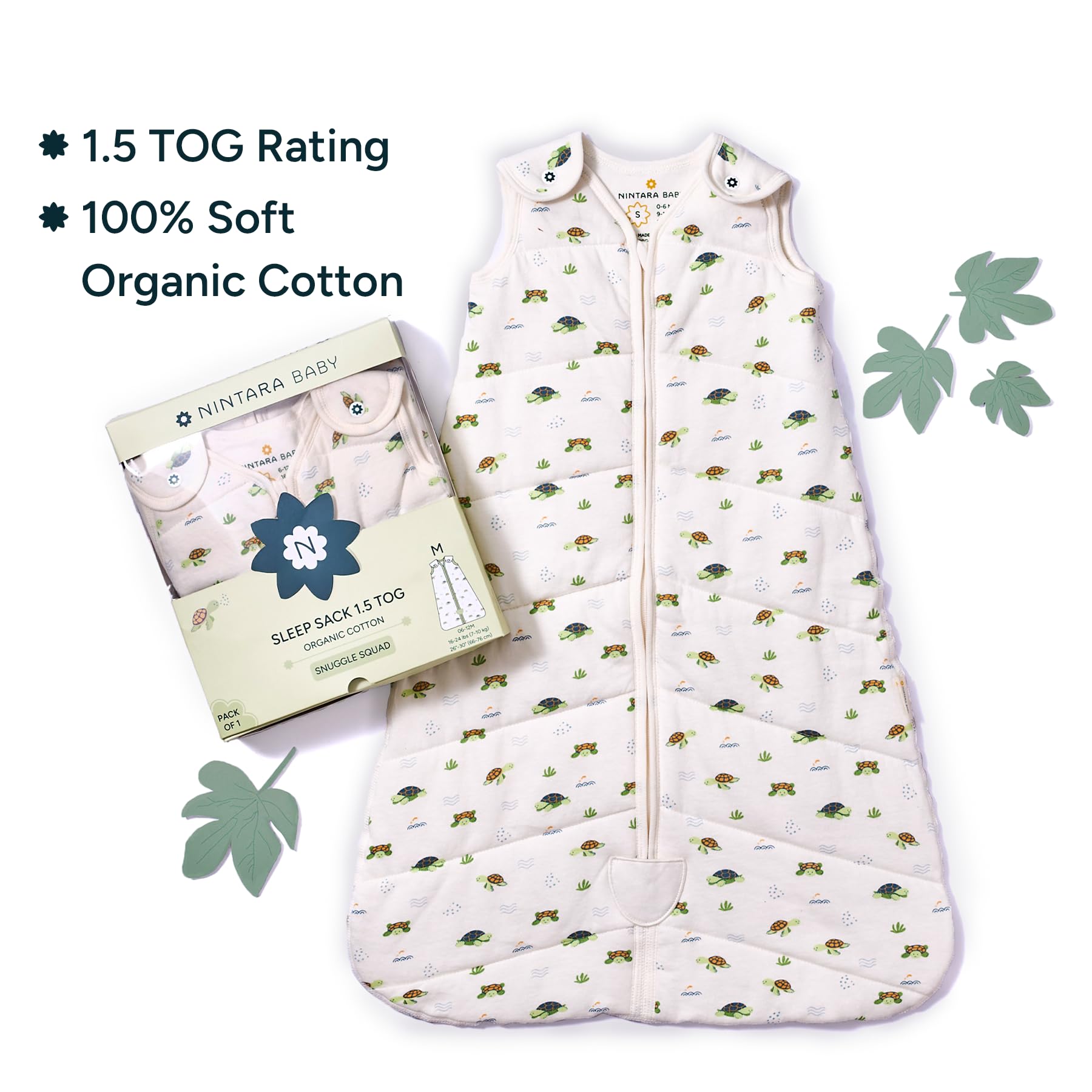 NINTARABABY organic cotton sleep sack fabric closeup shows soft breathable texture.