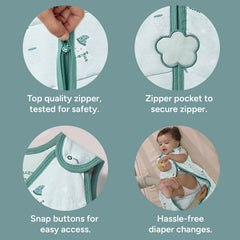 NINTARABABY sleep sack inner guard keeps fabric away from the face for safety.