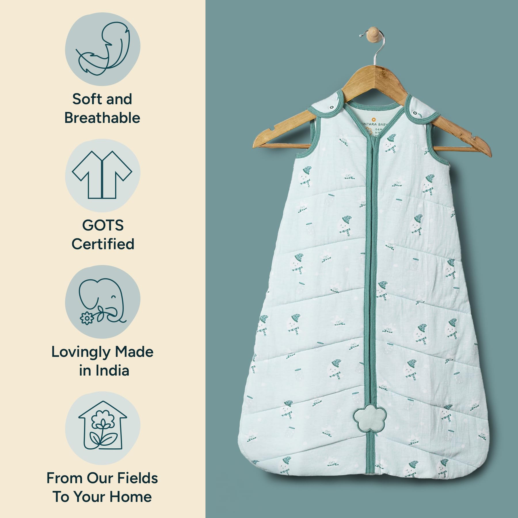 NINTARABABY sleep sack is machine washable for busy households.