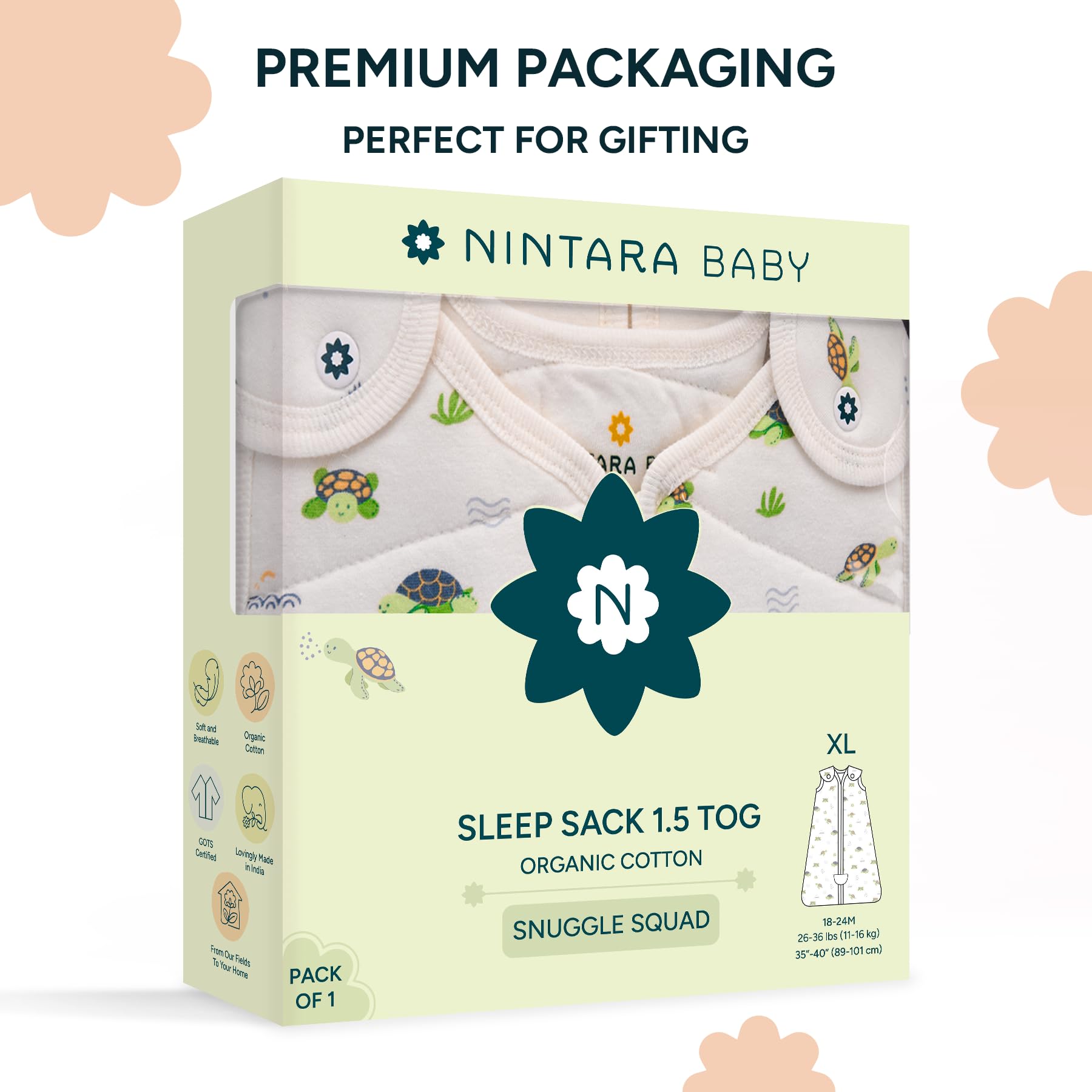 NINTARABABY sleep sack shown during night-time diaper change