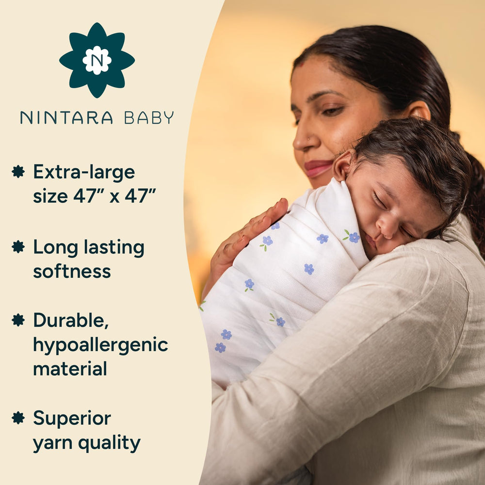 NINTARABABY pink blossom print swaddle for cozy naps and bonding