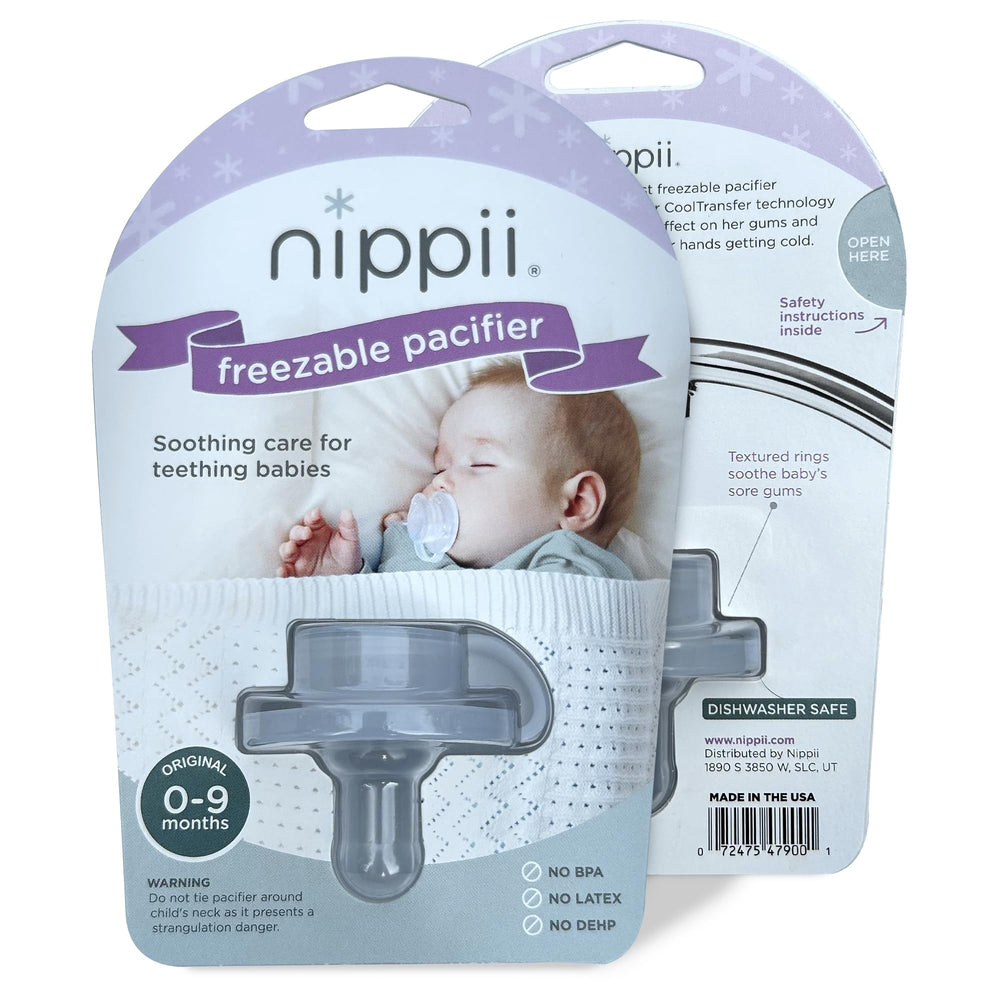 Nippii Freezable Pacifier Teether, front view, cooling relief for babies