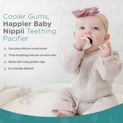 Nippii Freezable Pacifier Teether in use, calming teething infants