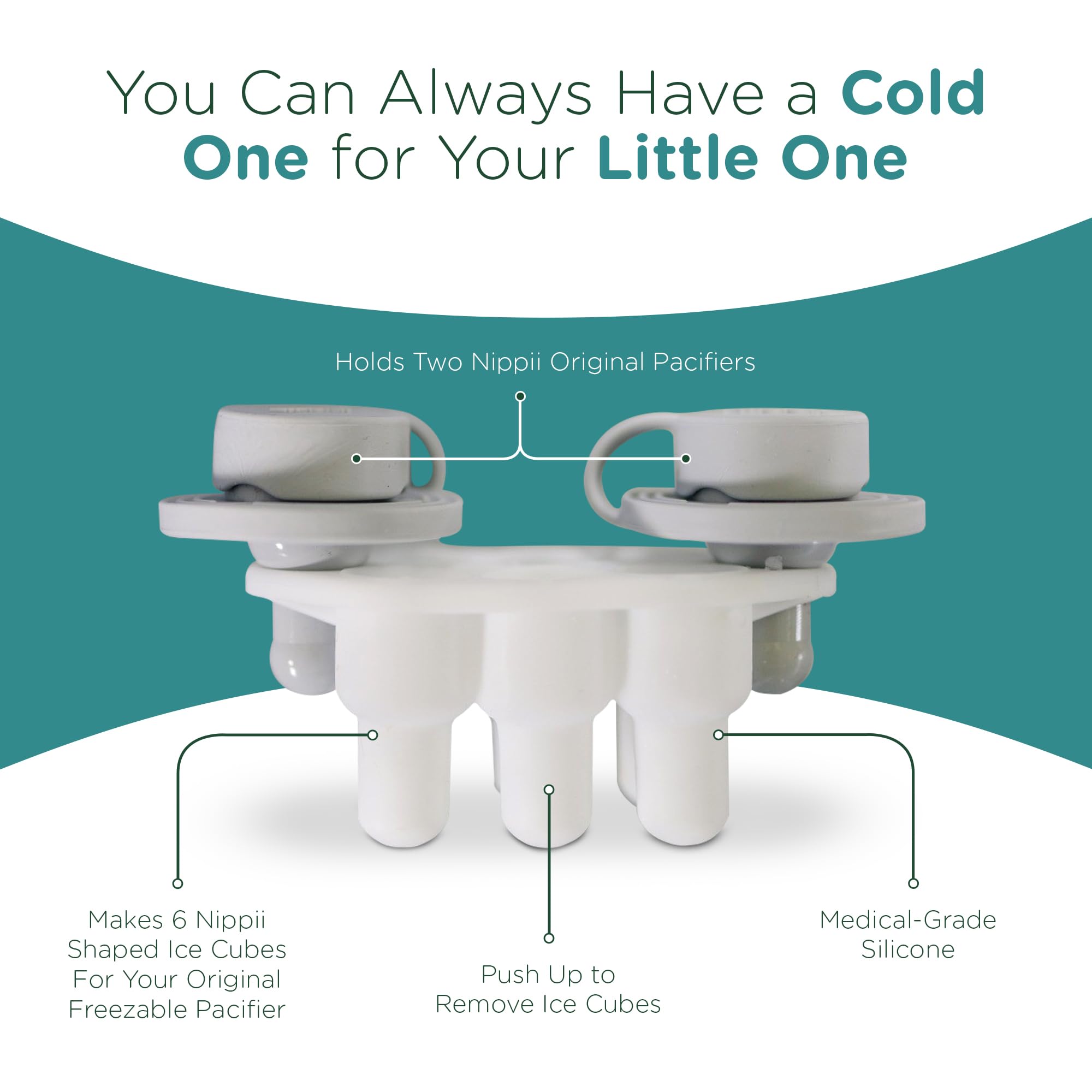 Nippii medical-grade silicone tray highlights BPA-free safety.