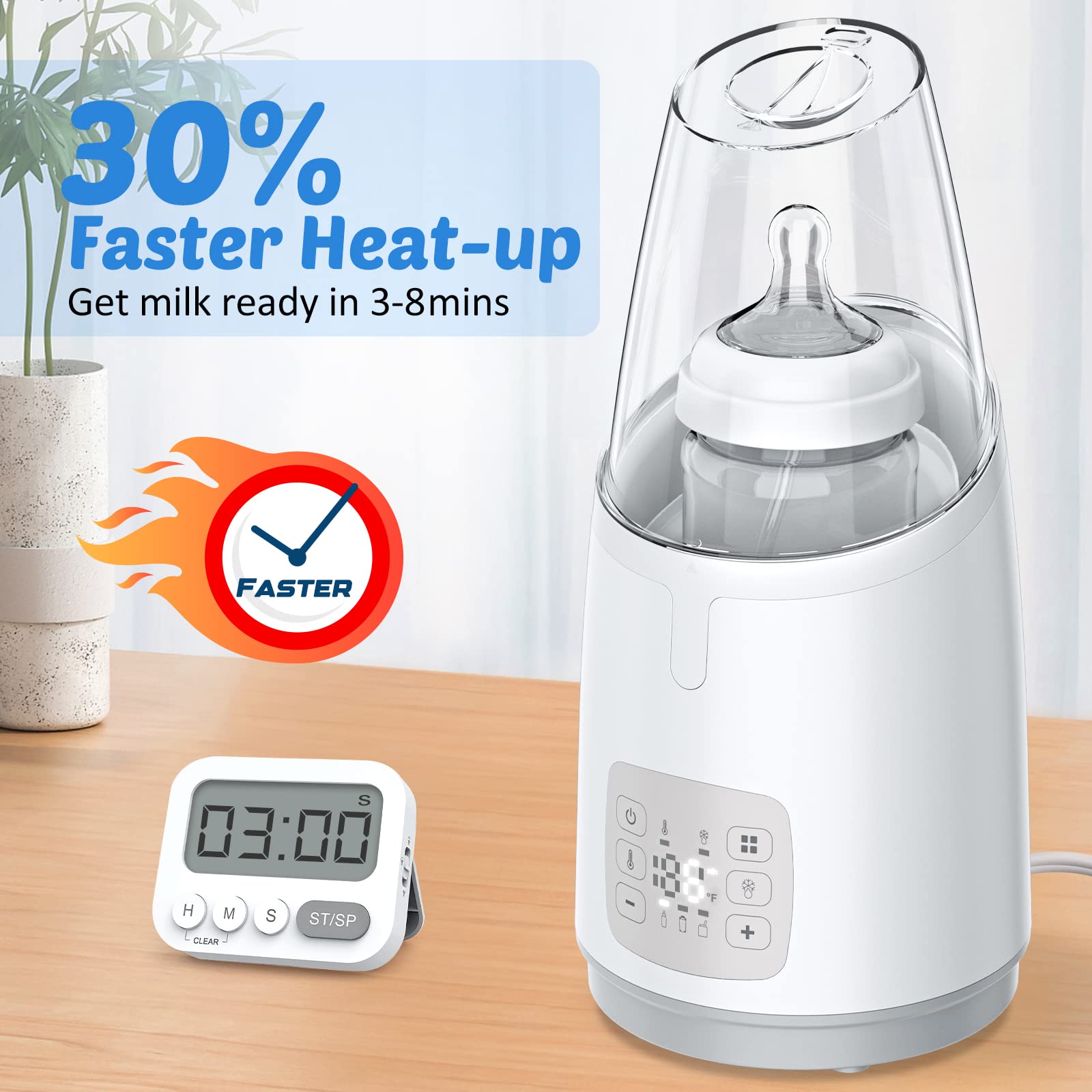 NIRGU bottle warmer auto shut-off indicator highlighting safety feature