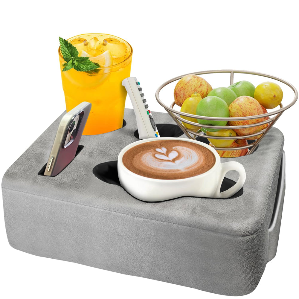 NISDOING couch drink holder pillow side view with secure five-hole design.