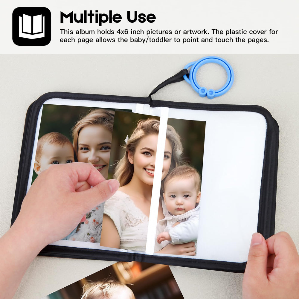 Niselity baby photo book open pages demonstrates easy photo placement for daily family moments