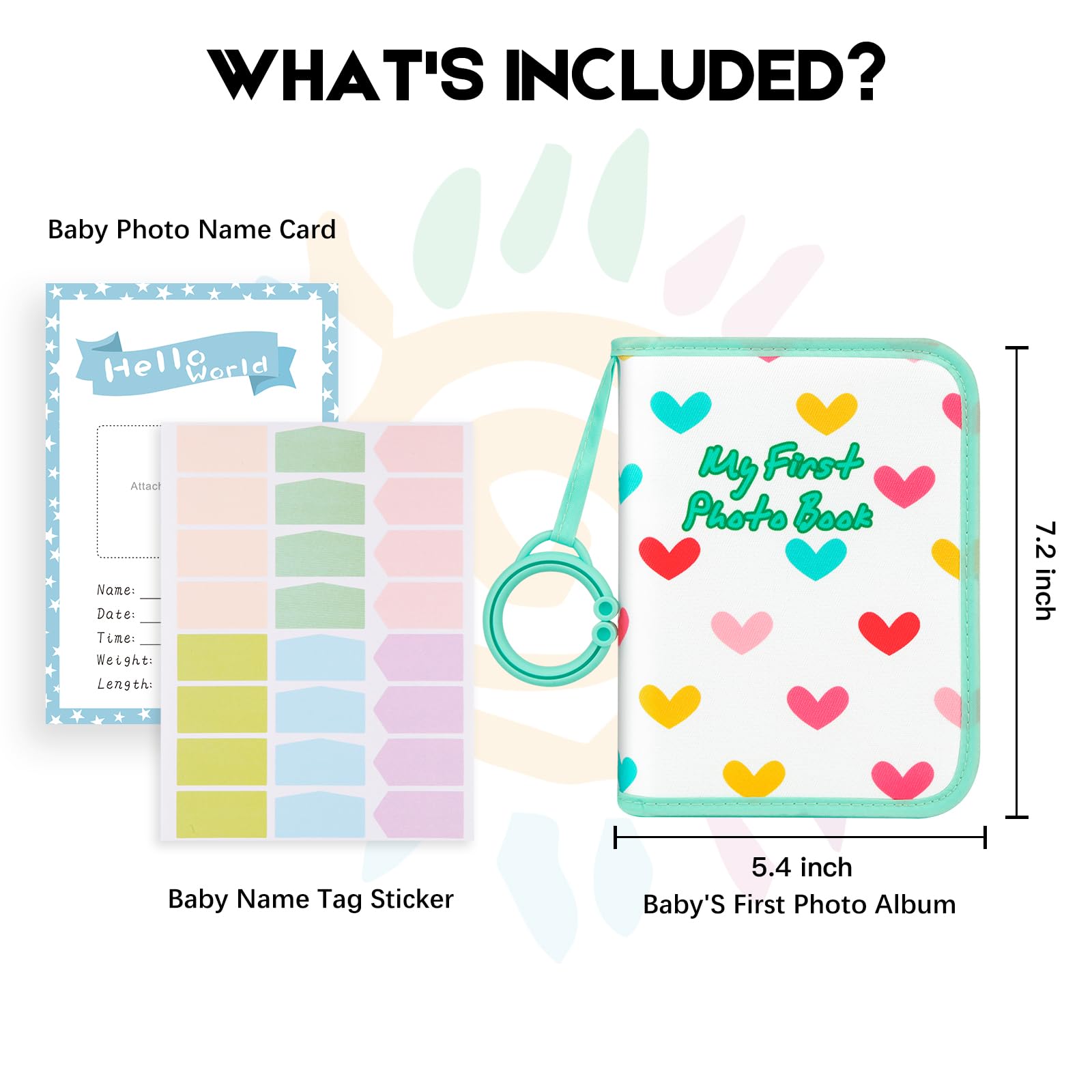Niselity green interior pages hold 4x6 photos securely for little hands