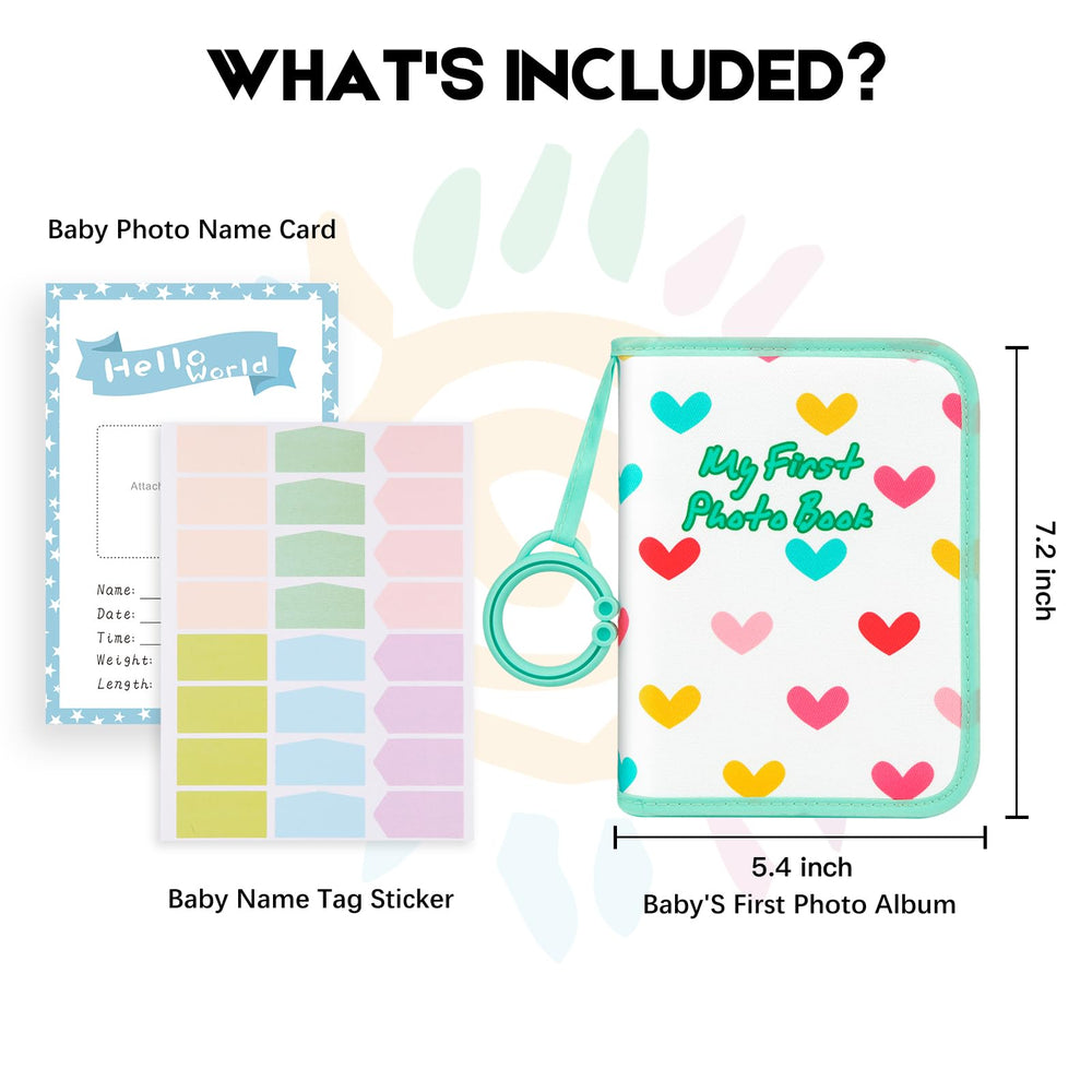 Niselity green interior pages hold 4x6 photos securely for little hands