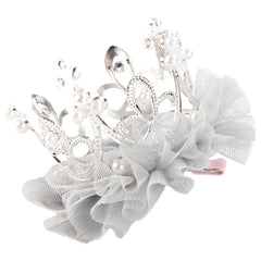 Nishine baby crown hair clip silver shines for adorable photos and daily wear.