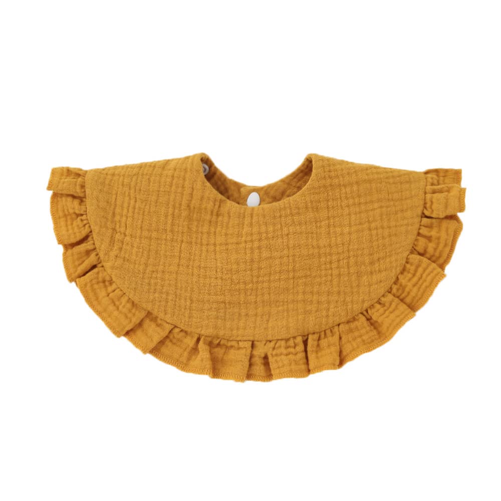 Nishine drool bib snap-closure yellow showing easy-change design