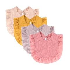 Nishine baby drool bib pink close-up shows soft cotton texture for sensitive skin
