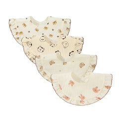 Nishine pack-front four-color muslin bandana bibs offer versatile everyday wear