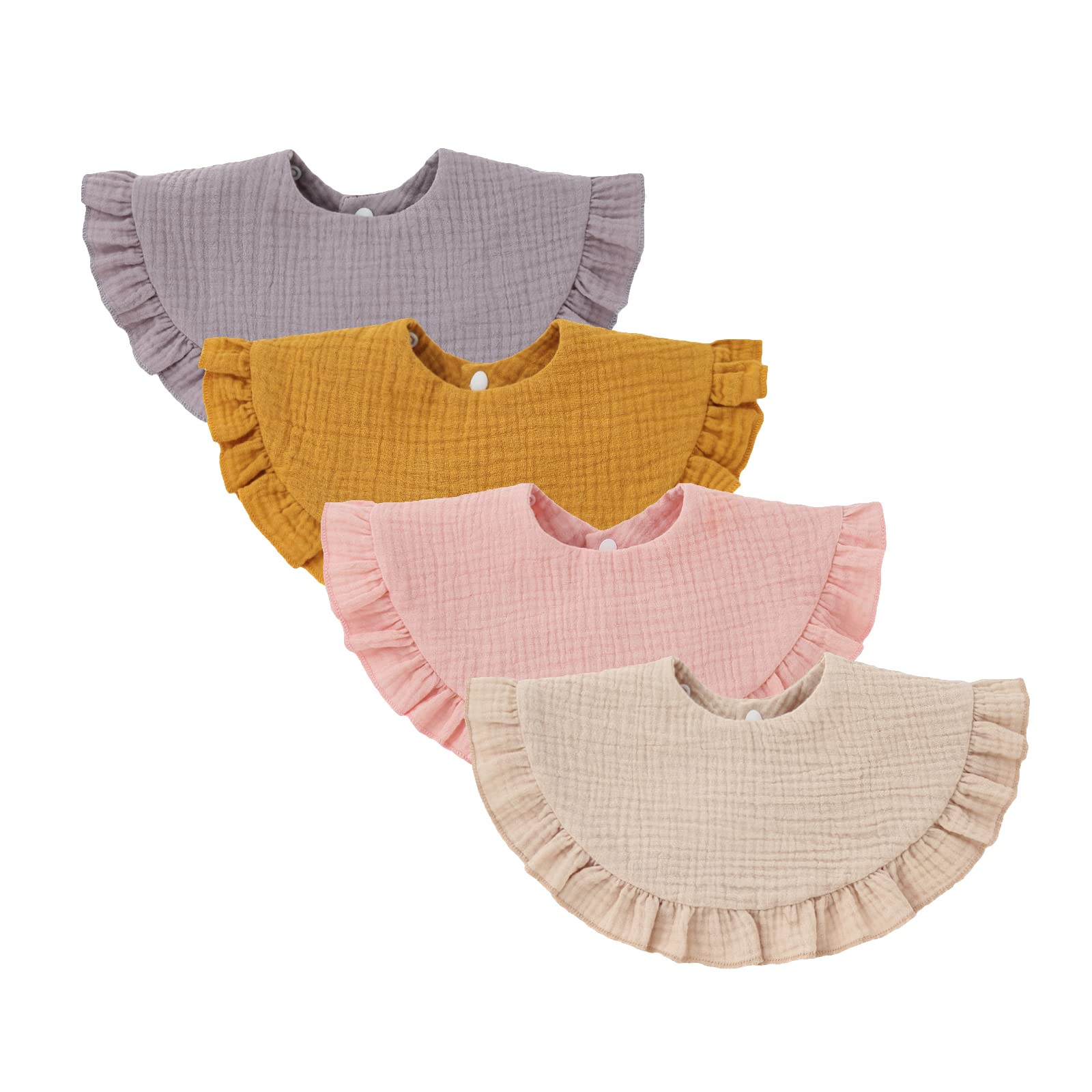 Nishine baby muslin bandana bibs yellow set front view for stylish feeding and drool control